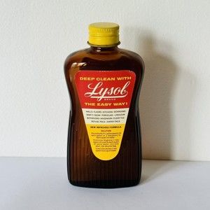 Lysol Brand Vtg‎ Empty 60’s Glass Amber Bottle 5 Ounce Empty Bottles